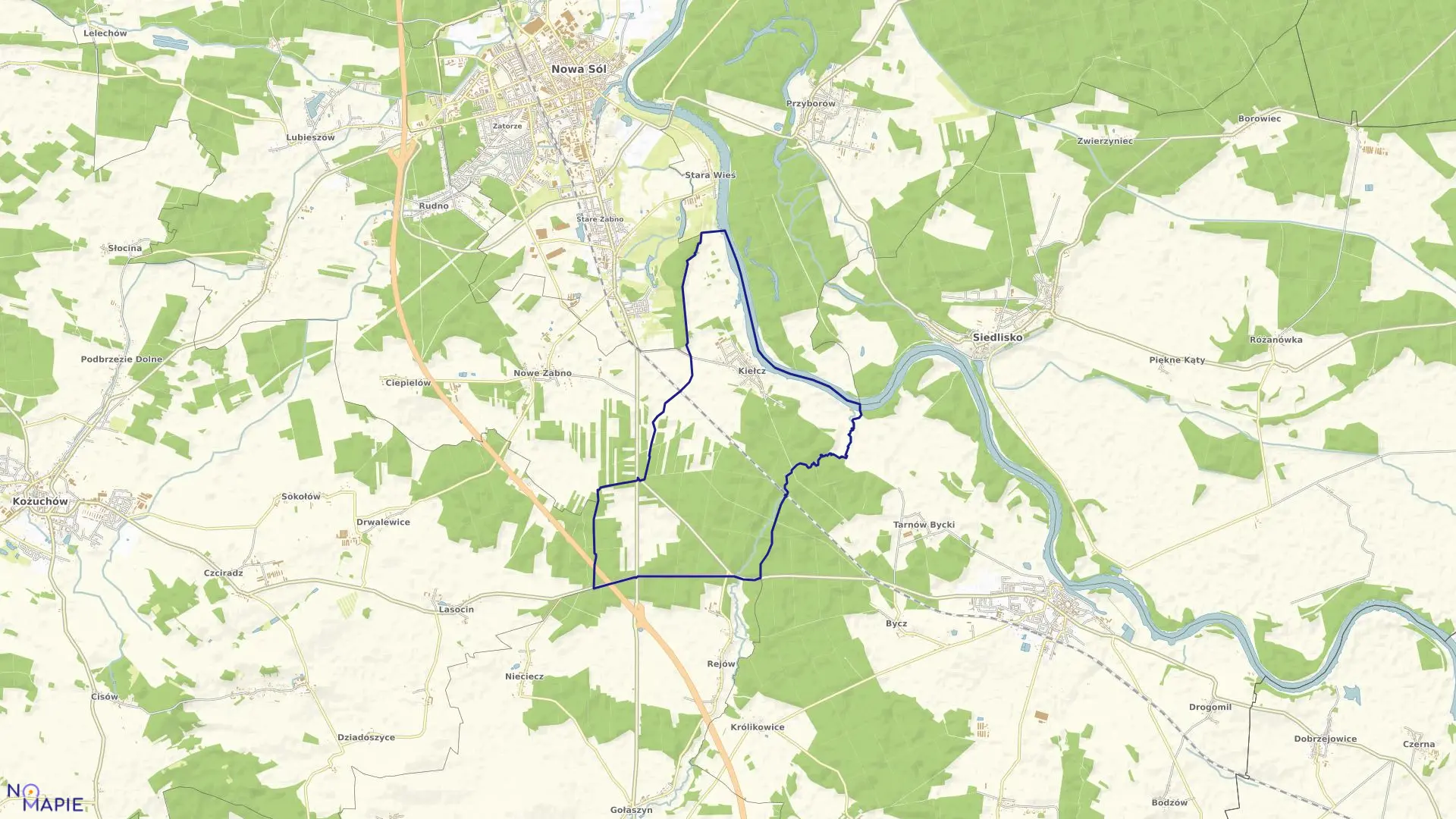 Mapa obrębu KIEŁCZ w gminie Nowa Sól