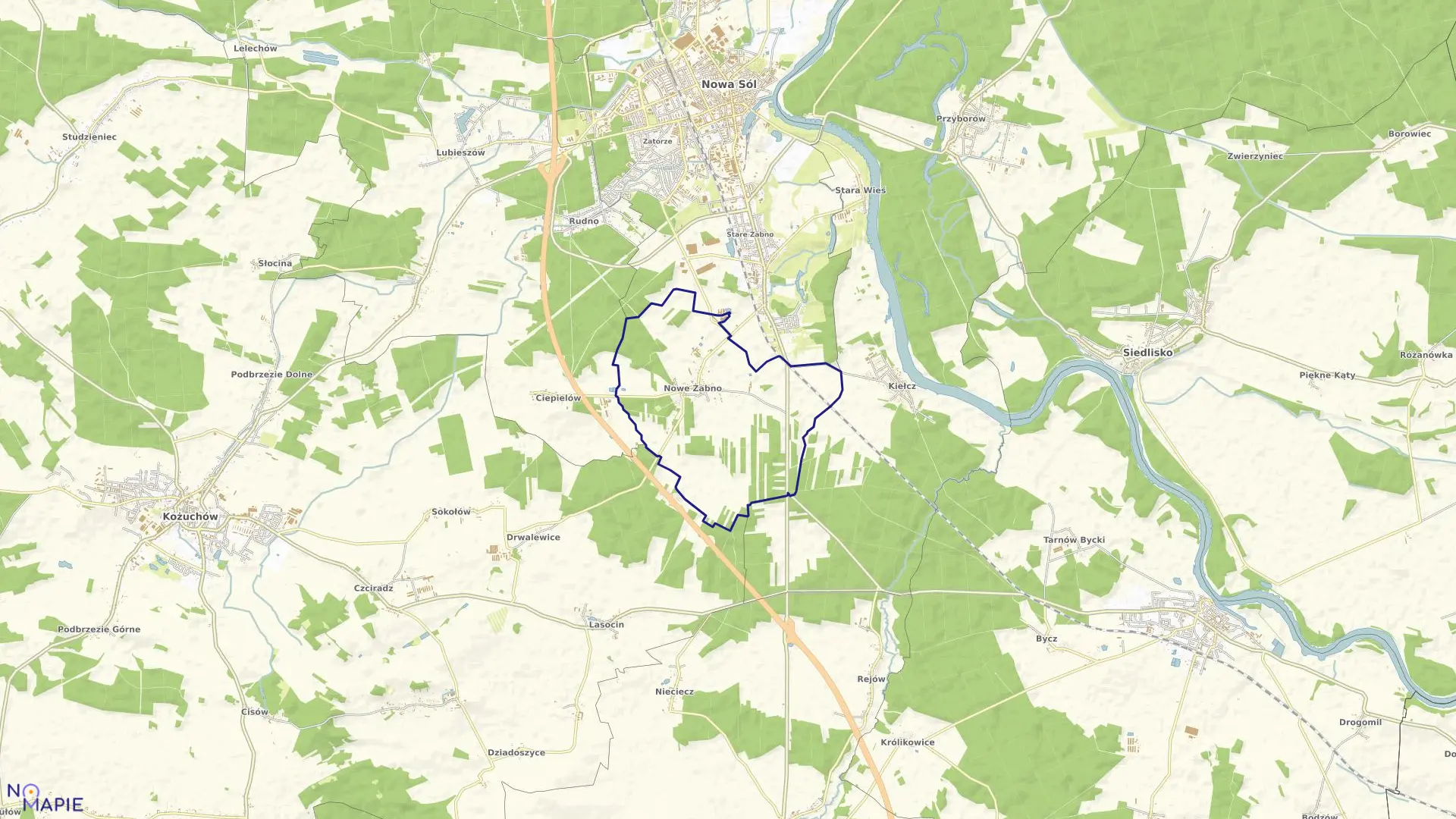 Mapa obrębu NOWE ŻABNO w gminie Nowa Sól